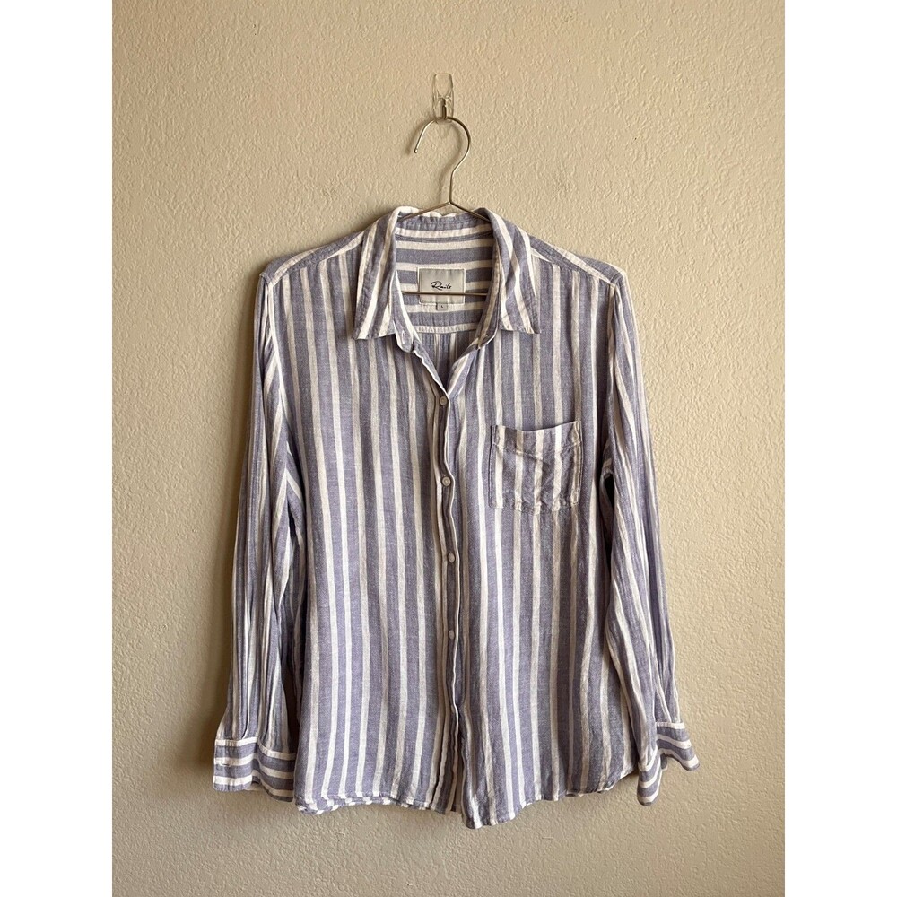 Rails Women's Charli Button Up Shirt in Rhone Stripe Size LARGE
